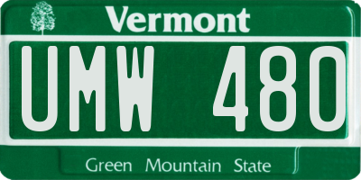 VT license plate UMW480