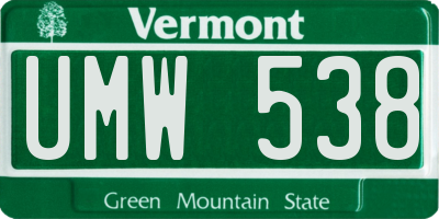 VT license plate UMW538