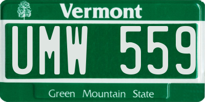 VT license plate UMW559