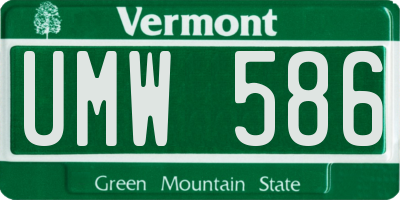 VT license plate UMW586