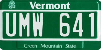 VT license plate UMW641