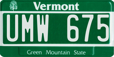 VT license plate UMW675