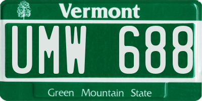 VT license plate UMW688