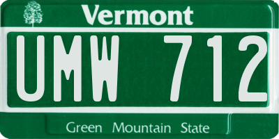 VT license plate UMW712