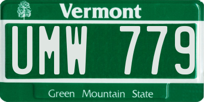 VT license plate UMW779