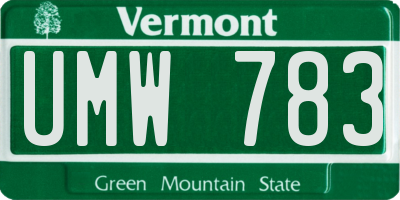 VT license plate UMW783