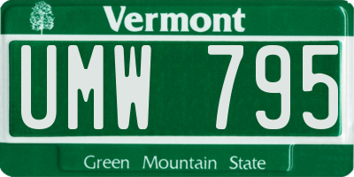VT license plate UMW795