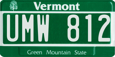 VT license plate UMW812