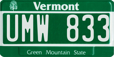 VT license plate UMW833