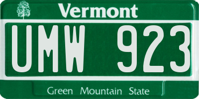 VT license plate UMW923
