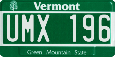 VT license plate UMX196
