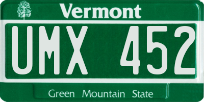 VT license plate UMX452