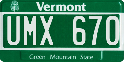 VT license plate UMX670