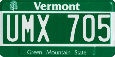 VT license plate UMX705