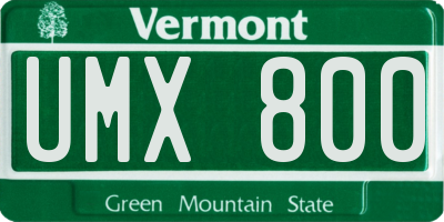 VT license plate UMX800