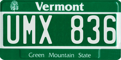 VT license plate UMX836