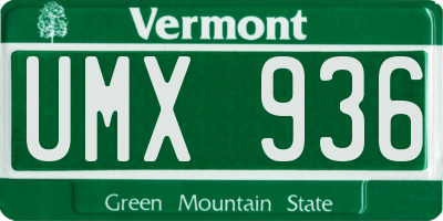VT license plate UMX936