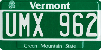 VT license plate UMX962