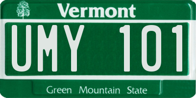VT license plate UMY101