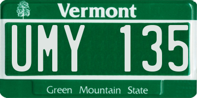 VT license plate UMY135