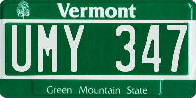 VT license plate UMY347