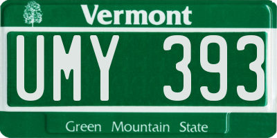 VT license plate UMY393
