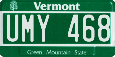 VT license plate UMY468