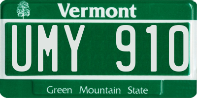 VT license plate UMY910