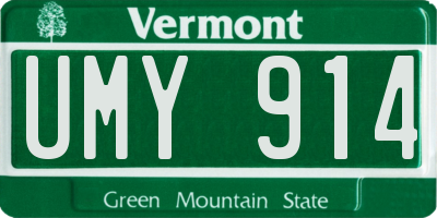 VT license plate UMY914