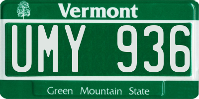 VT license plate UMY936