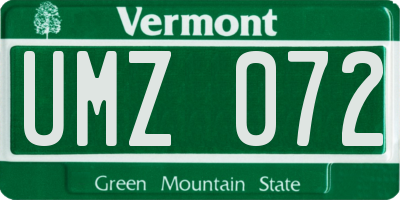 VT license plate UMZ072