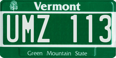 VT license plate UMZ113