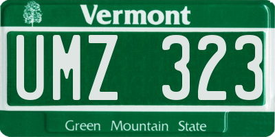 VT license plate UMZ323