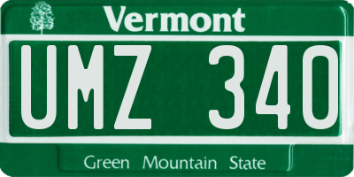 VT license plate UMZ340