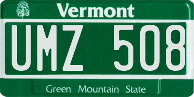VT license plate UMZ508