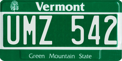 VT license plate UMZ542