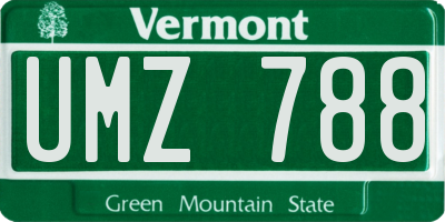 VT license plate UMZ788