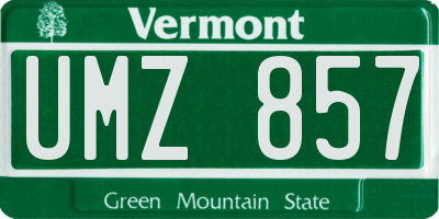 VT license plate UMZ857