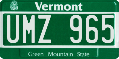 VT license plate UMZ965