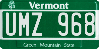 VT license plate UMZ968