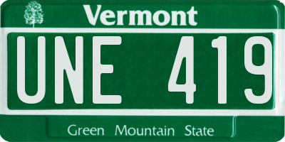 VT license plate UNE419