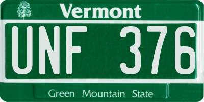 VT license plate UNF376