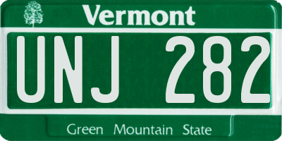 VT license plate UNJ282
