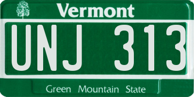 VT license plate UNJ313
