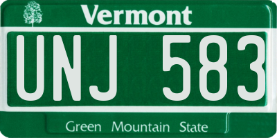 VT license plate UNJ583