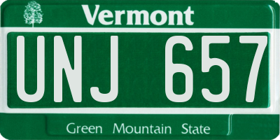 VT license plate UNJ657