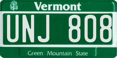 VT license plate UNJ808