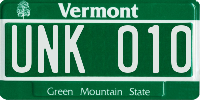 VT license plate UNK010