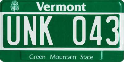 VT license plate UNK043