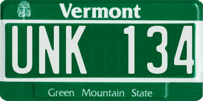 VT license plate UNK134